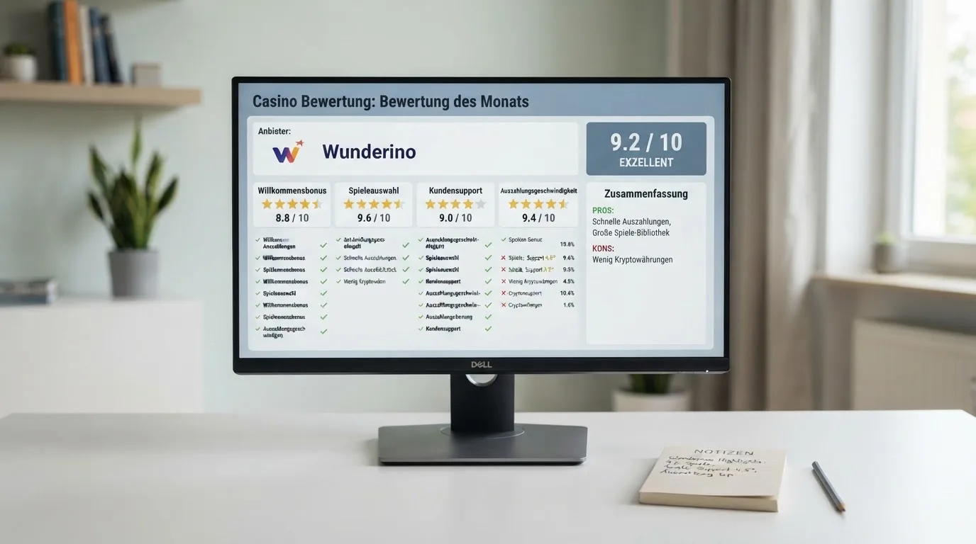 Vergleichstabelle mit Bewertungssternen auf einem Monitor.